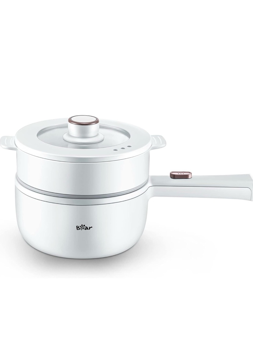 Bear Portable Electric Hot Pot with Steamer non-stick 1.6L